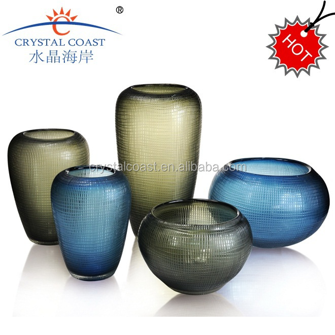 Elegand Round Glass Showpiece Cut Glass Vases Wholesale Living