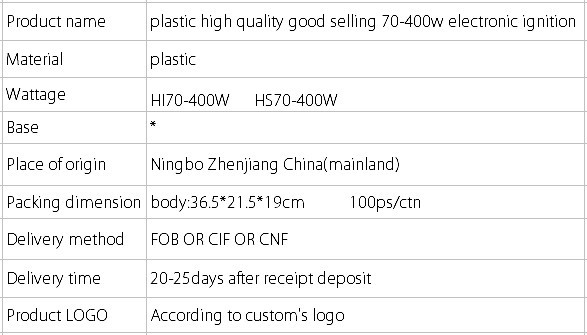 プラスチック製の高品質の良い販売70〜400ワット電子点火仕入れ・メーカー・工場