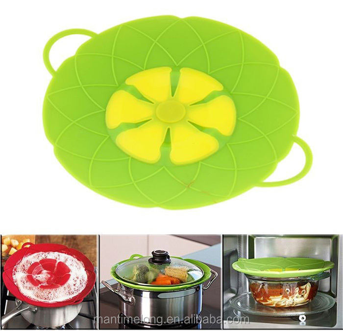 Silicone Lid Pot Pan Spill Stopper Cover Flower Cookware Anti