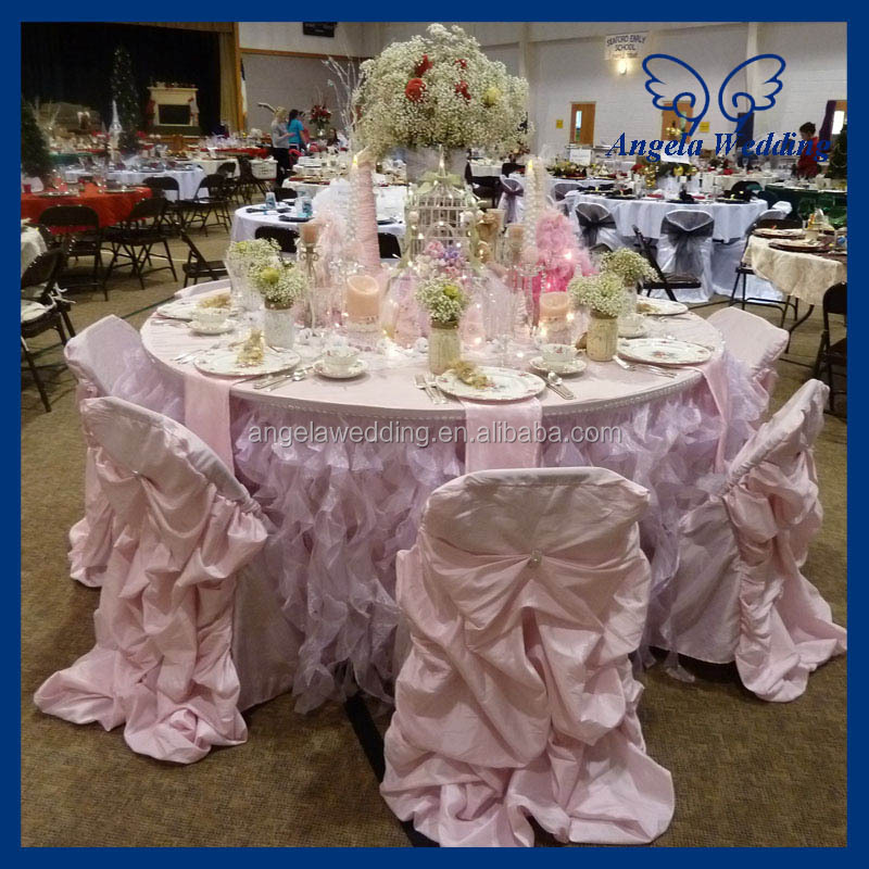 Cl010p Cheap Organza Fancy Wedding Light Pink Table Cloths With Shinny