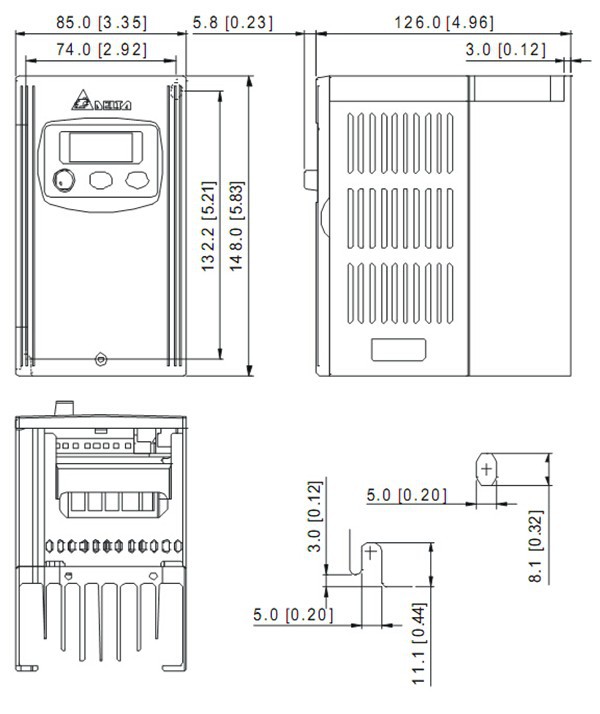 VFD007S43A Dimensions