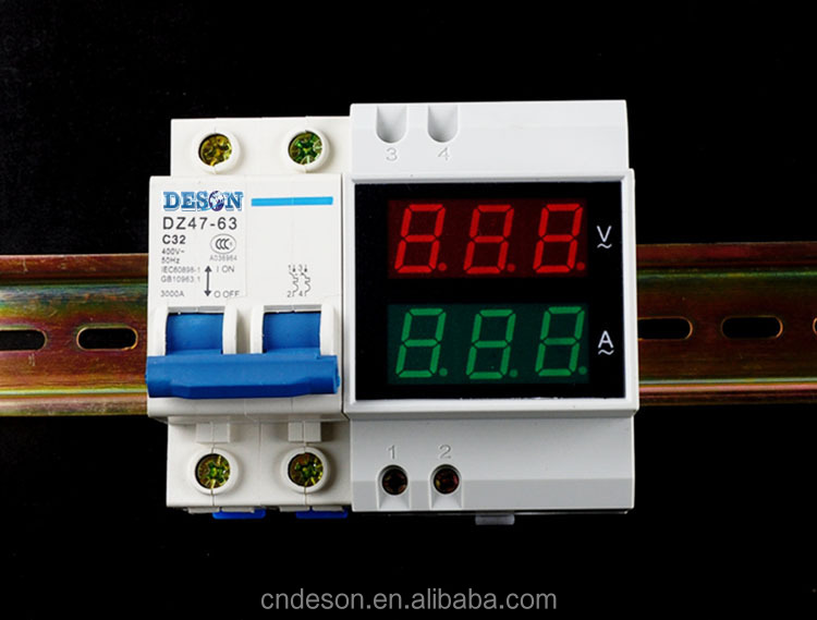 デュアルデジタルディスプレイled自宅使用されるレールac電圧計電流計ac80-300vac0.2- 99.9a仕入れ・メーカー・工場