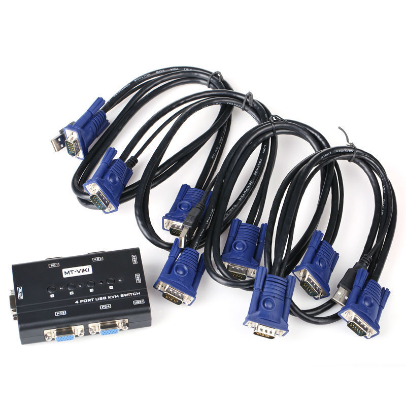 MT-VIKI 4 Way Manual USB KVM Switch with Original Cable MT-460KL