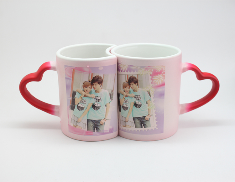 創造的な熱い販売のqualisubカラーチェンジマジックマグ昇華の恋人、 ハート形のハンドル仕入れ・メーカー・工場