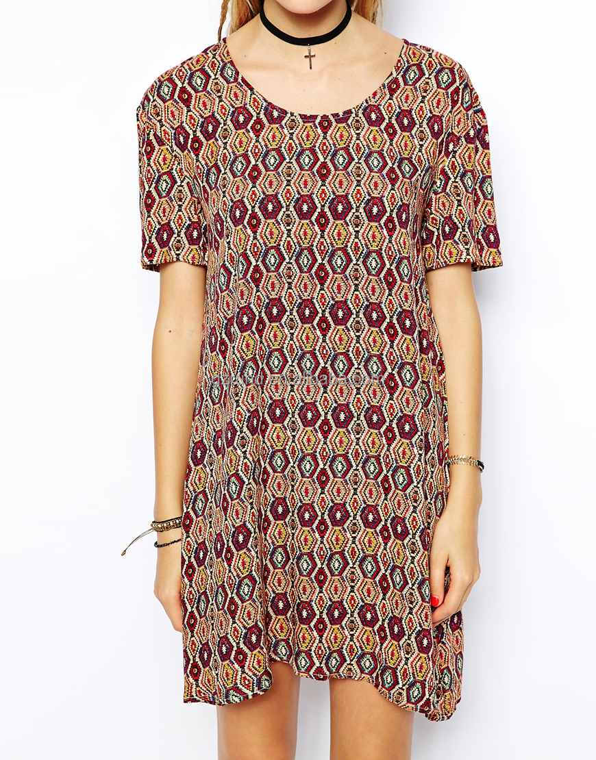 ファッションのドレスシャツ2014年シフトドレス熱い販売民間療法で華やかなプリント問屋・仕入れ・卸・卸売り