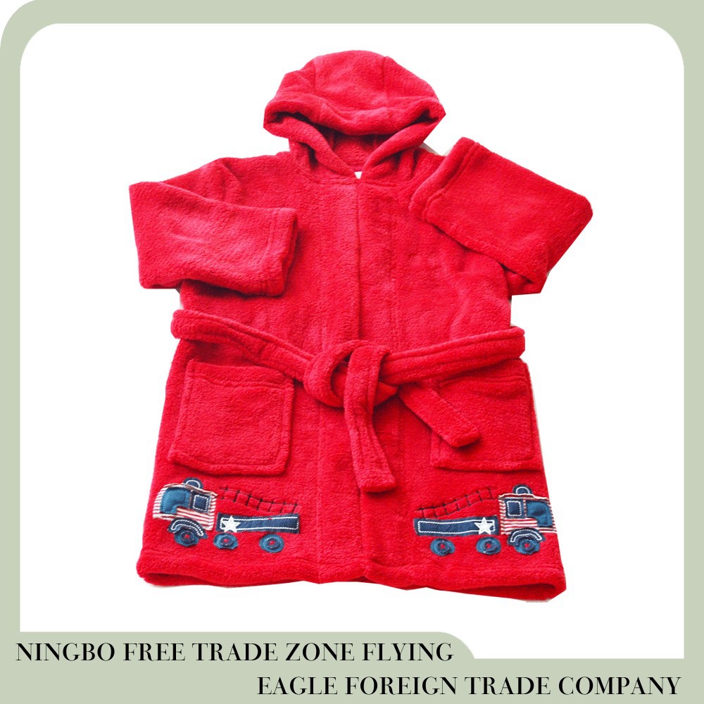 寧波最高の販売の毛皮で覆われたフライングイーグル男の子フード付きバスローブ仕入れ・メーカー・工場