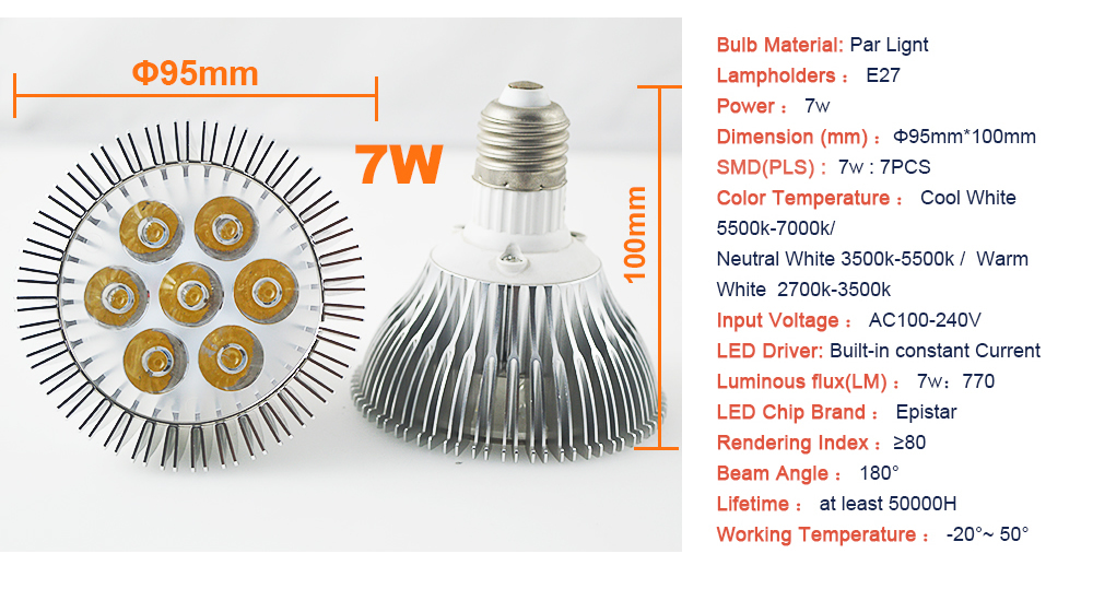 工場出荷時の販売費で7wスポットライトpar30e27ac85-265vパースポットライトled仕入れ・メーカー・工場