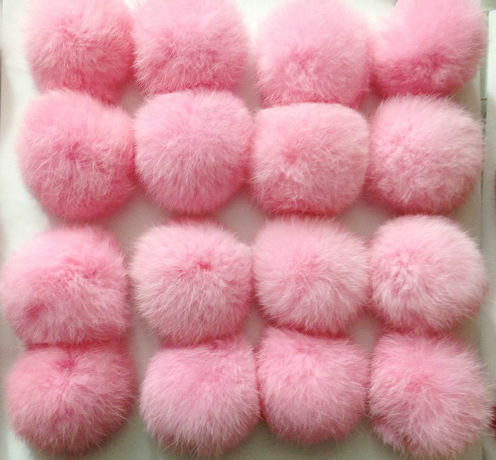 卸売ミニライト純正ピンク8cmrexのウサギの毛皮の動物の毛皮のポンポンまみれで問屋・仕入れ・卸・卸売り