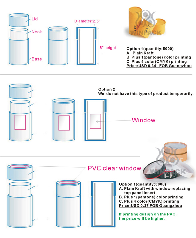 Cylinderical Classical Style Cardboard Tube Packaging Boxes for Tea / Powder