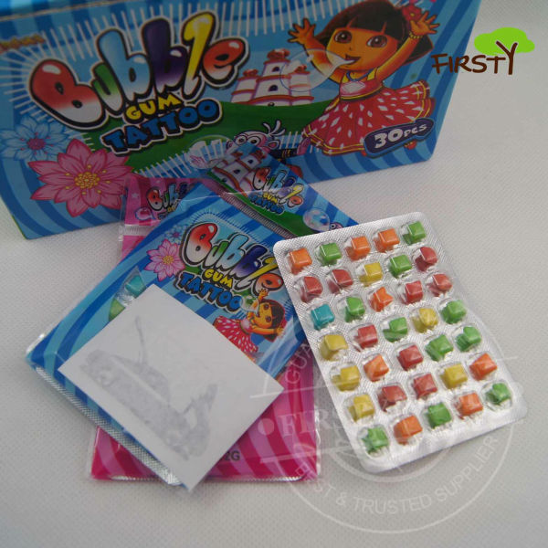 mini bubble gum with tatoo