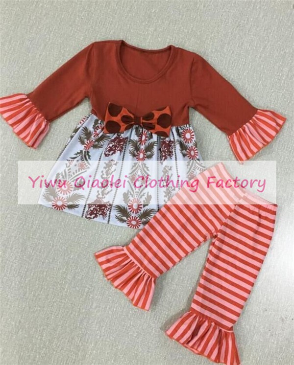 ヴィンテージドレス服ベビー女の子フリル袖フォックスチュニックトップ付きフリルパンツセット仕入れ・メーカー・工場