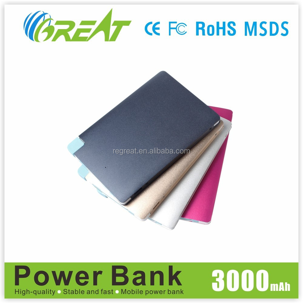 super slim 3000mah portable mobile charger, credit card power