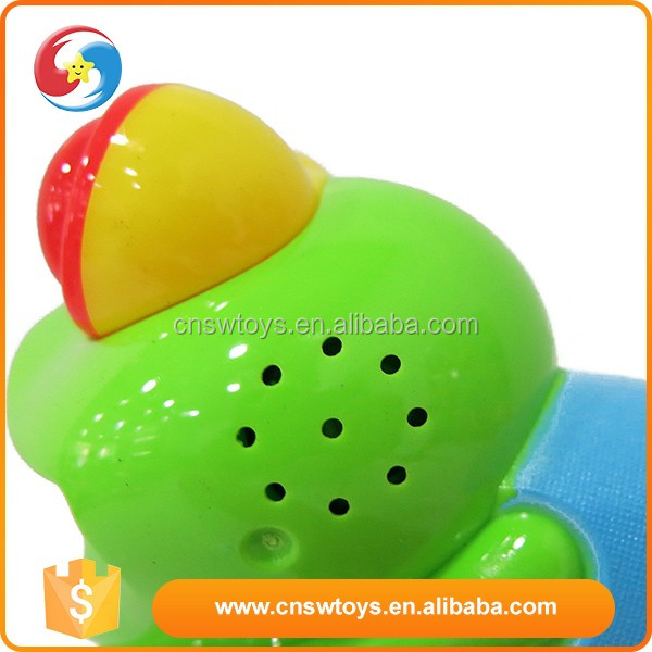 Plastic b/o cartoon animal frog bubbles gun toy with light and music