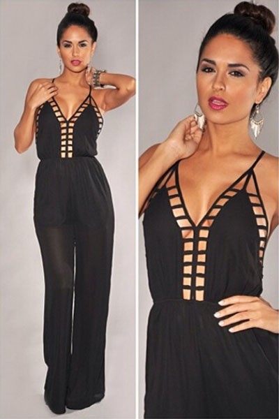 Black-Cut-out-Caged-Chiffon-Jumpsuit-LC6662-1