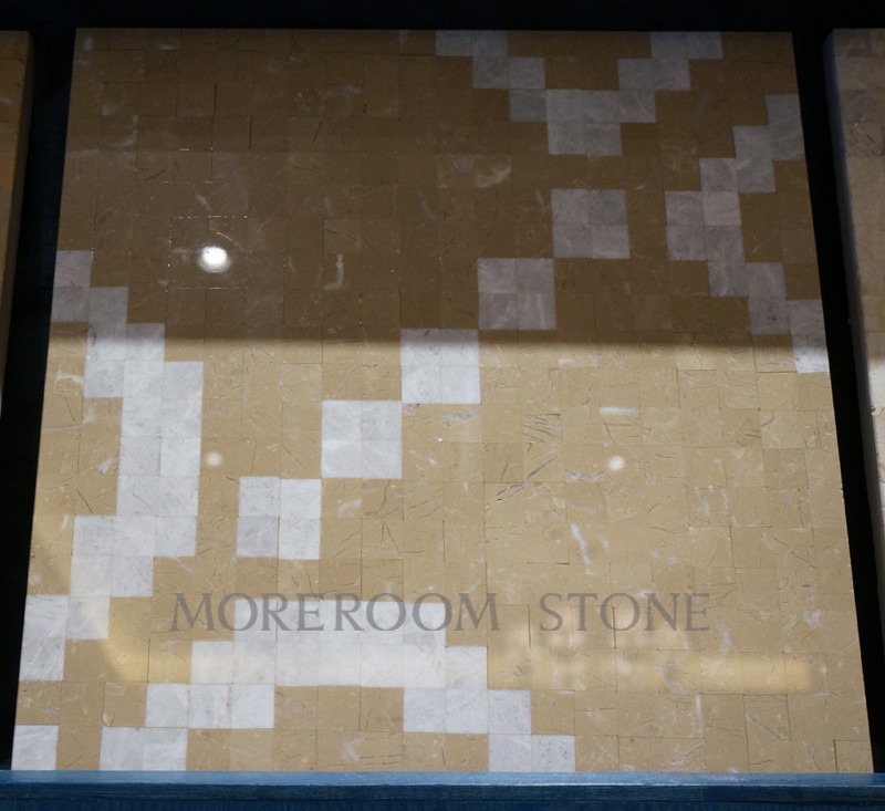 MPH02MG33 Moreroom Stone Turkish Golden Beige Marble Tiles White Marble Tiles Price Wall Mosaic Polished Marble Mosaic Tiles Home Marble Flooring Mosaic Bathroom Design Mosaic Medallion Inlay Marble Tiles-2.jpg