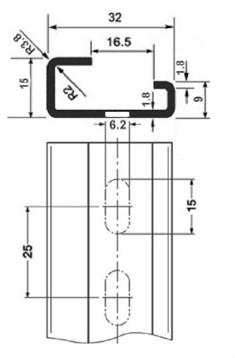 高品質の冷延スチール製のdinレール32mm×15mmで1.8ミリメートルx仕入れ・メーカー・工場