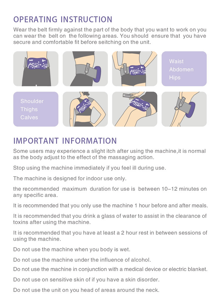 Benice home 24V fat removed body care heating Vibrating massage slimming belt