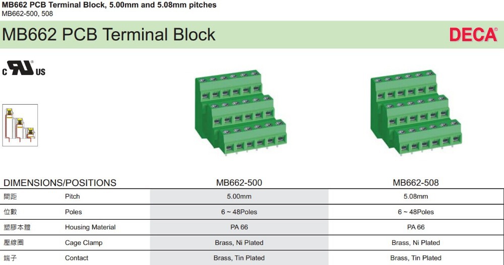 ユーロタイプの端子台、 mb662-500/508、 5.0/5.08ピッチプリント基板用端子台仕入れ・メーカー・工場