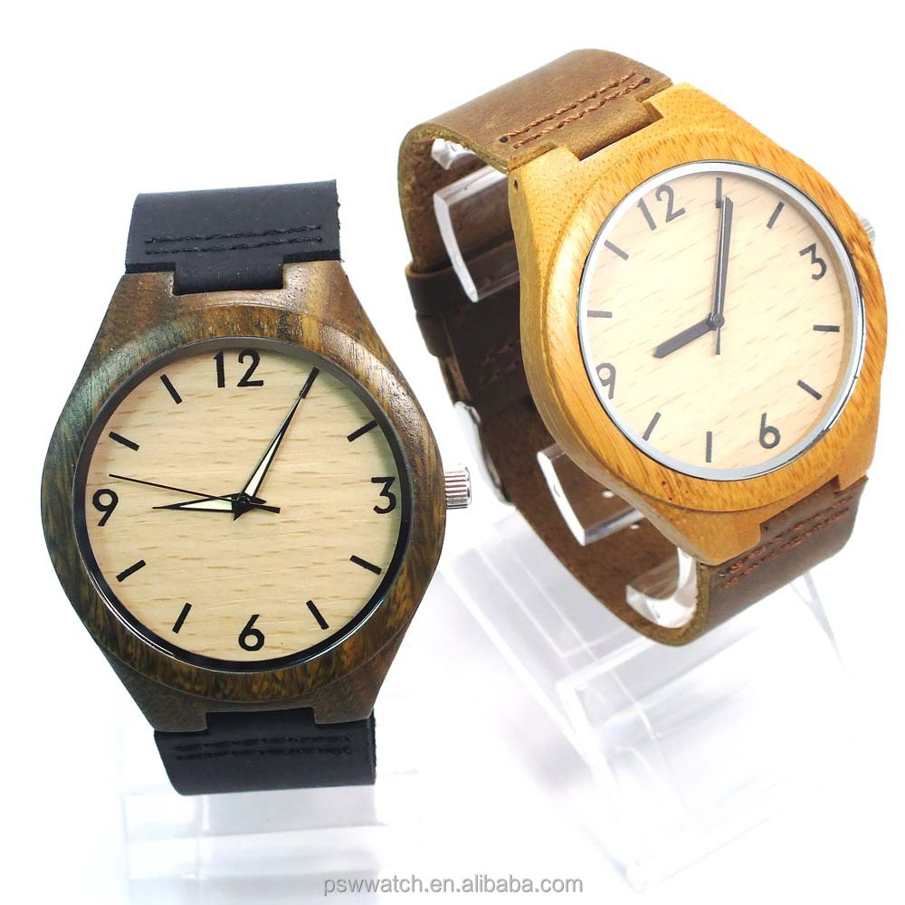 2015 fashion sandal bamboo wood watches leather miyota 2035 movement luxury wooden watch