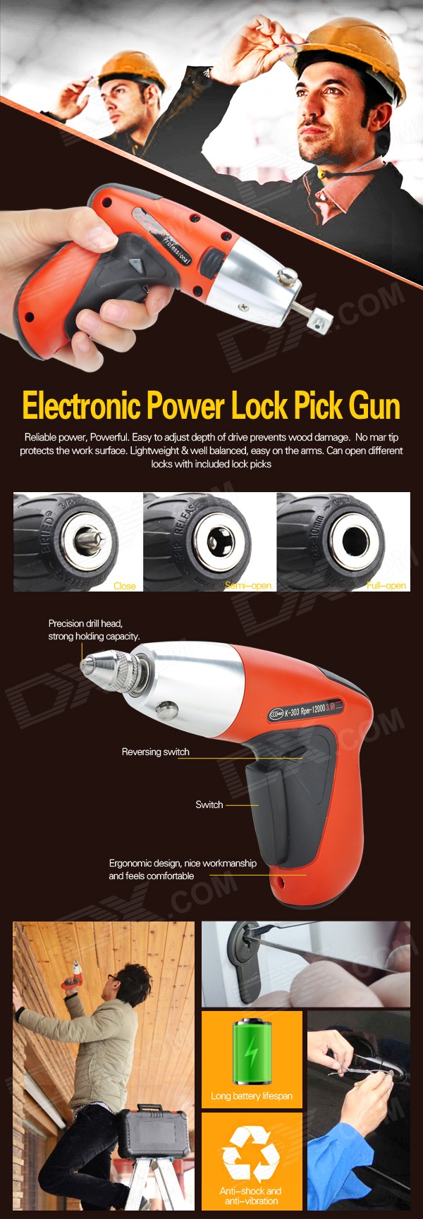 Hot Sale Locksmth Tool Klom Professional Electric Lock Pick Gun