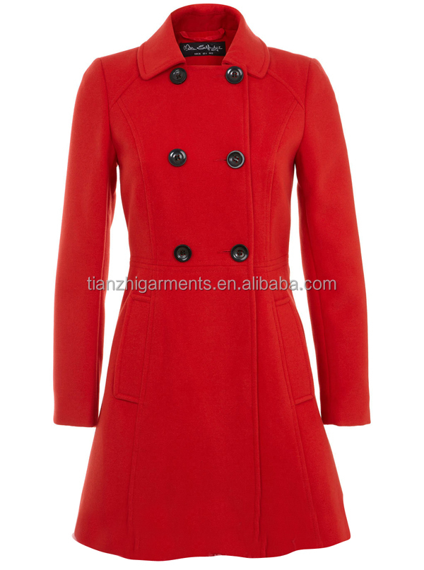 女性2014年ウール冬のコート毛皮の襟を持つ/koreanの女性のウールのコート/ファッションレディースロングコート問屋・仕入れ・卸・卸売り