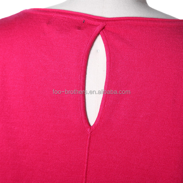 ボートネックセーターニットパターン、 赤い色の女性の摩耗、 高品質ウールのセーター仕入れ・メーカー・工場