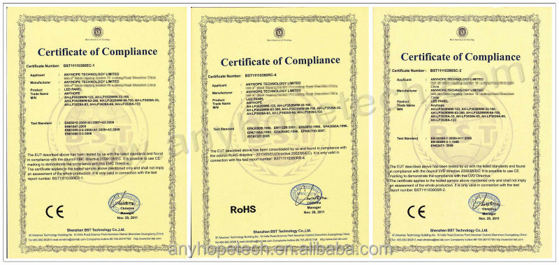 Certificate - LED Panel Light - - Logo - 0820