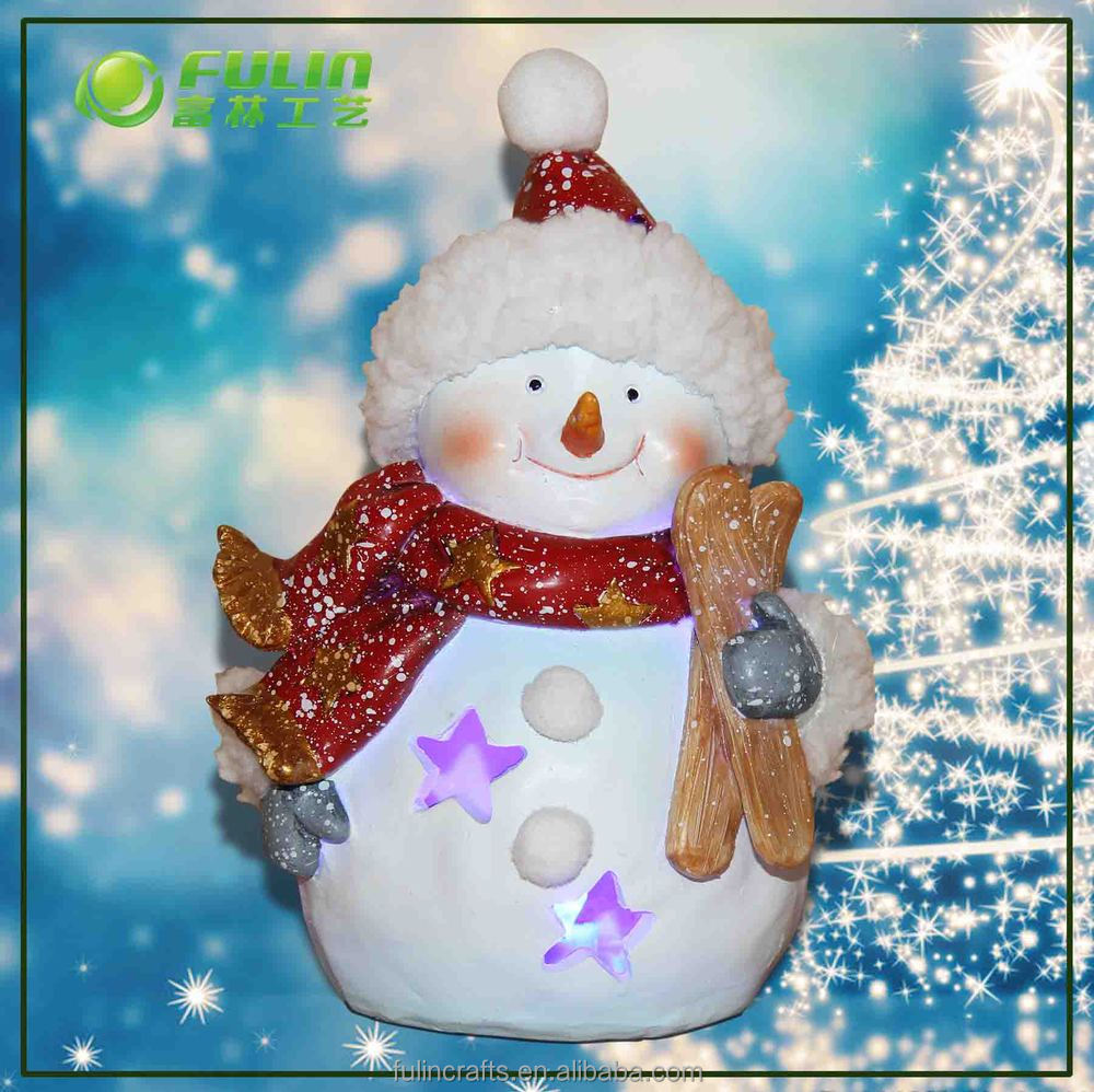 resin snowball snowman with led light