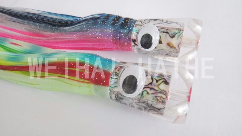 3x 6 Blue Hawaii Bullets Skirted Trolling Rigged Feathers Tuna Marlin Lures