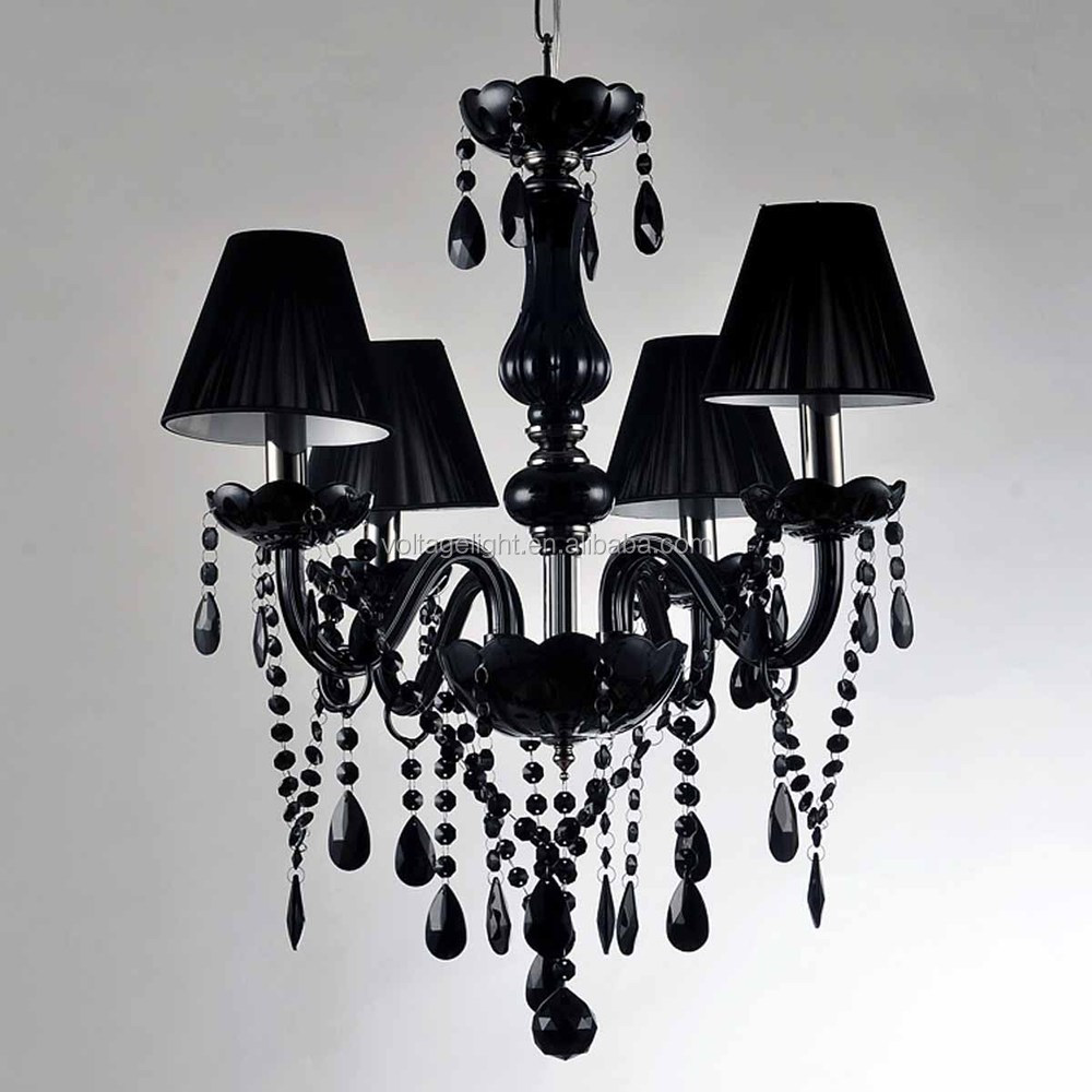 Moderne italiaanse stof lampenkappen kroonluchters kristal kaars hanglamp kroonluchter lamp zwarte kristal bloem