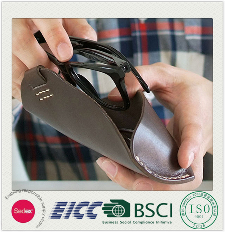 中国のサプライヤーのための認証bsciレセプションチェアiphone手作りフォールディング卸売サングラスケース本革仕入れ・メーカー・工場