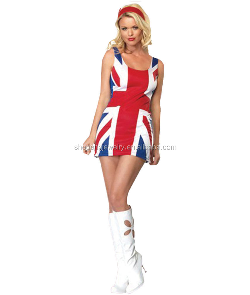 大人衣装ドレスセクシースパイスイギリス国旗生姜女の子の映画は、 ドレスを空想仕入れ・メーカー・工場