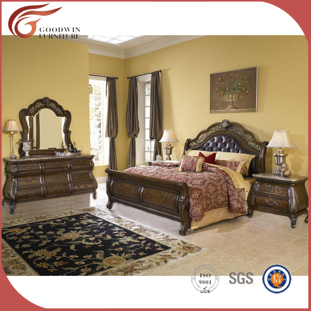 Wholesale Top quality solid wood bedroom furniture set ,antique 