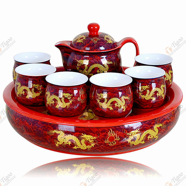 Wholesale Gold Plated Teapot Chinese China Dragon Promotional Gift Tea Set Ceramic Tea Set Buy