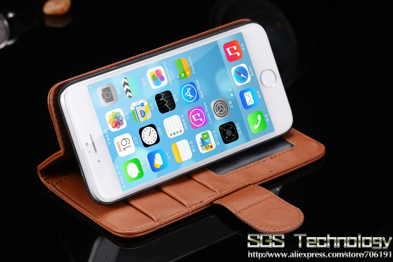 Top Quality Leather Case For Apple Iphone 6 4.7'' Wallet Stand Photo Card Holder Mobile Phone