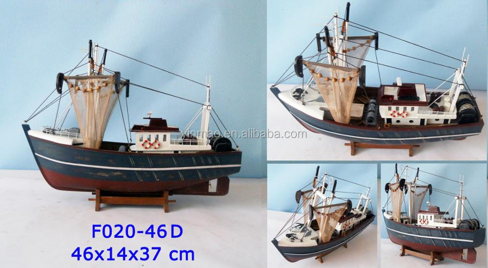Wooden Shrimp Boat Model with 2