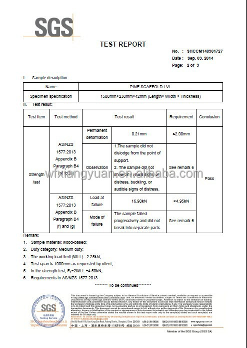 39*230*3900ミリメートル積層足場板製造工場と販売のためのsgs認証を取得してい。 問屋・仕入れ・卸・卸売り