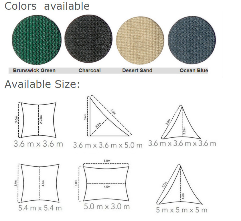 Hdpe日シェードセイルオーニング- 三角形- 3.6x3.6x3.6m- 緑仕入れ・メーカー・工場