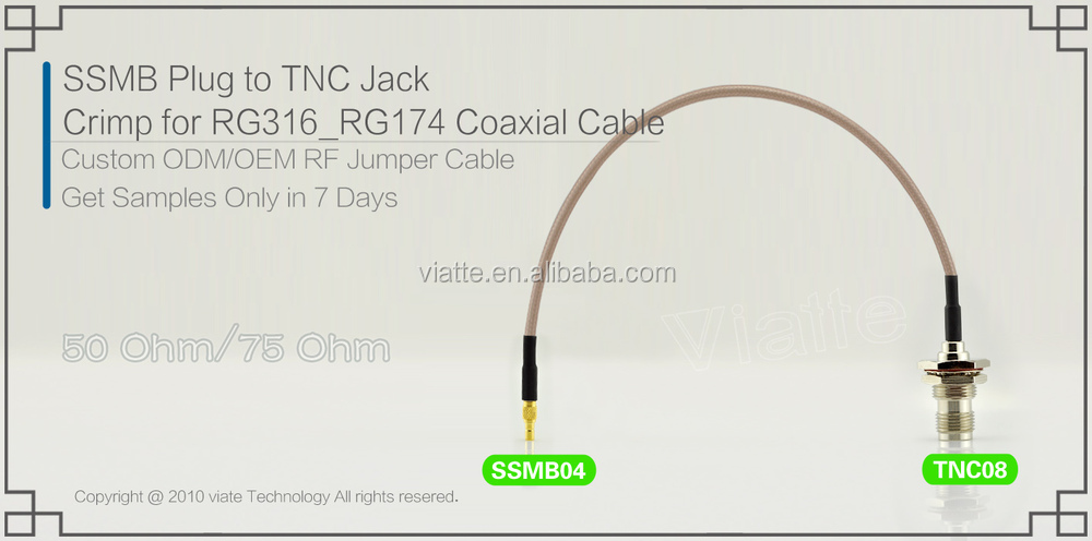 Ssmbプラグ/tncオスrg6jack/rg316_rg174メス圧着用同軸ケーブルのコネクター仕入れ・メーカー・工場