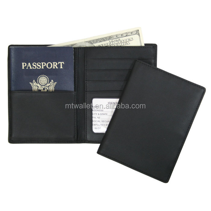 上部売り2015カラフルなrfid黒と茶色のナッパ革のパスポートホルダー、 本物の革のトラベルウォレットrfid仕入れ・メーカー・工場