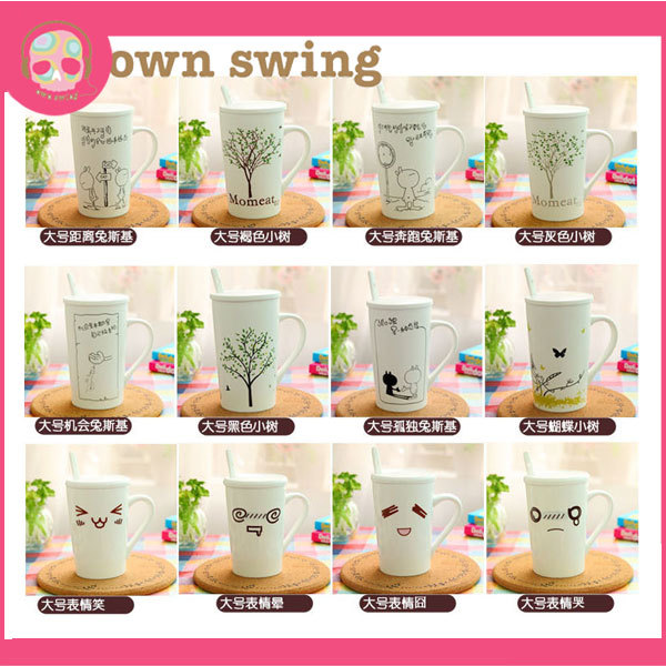 かわいいファッションデザイン高品質セラミックコーヒーカップ ふたとスプーン付仕入れ・メーカー・工場