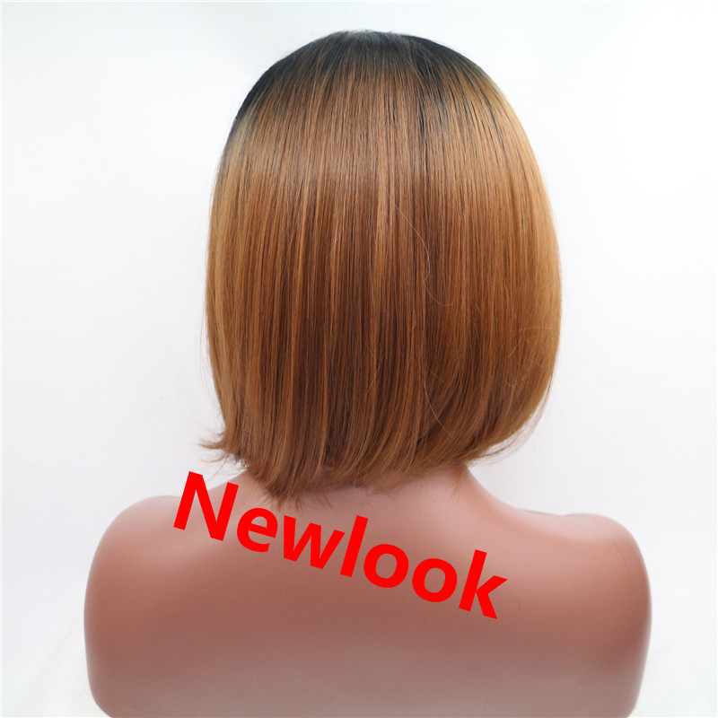Newlook w0090混合ブラウンストレートヘアーエクステンション黒エンド合成レースフロントかつら 問屋・仕入れ・卸・卸売り