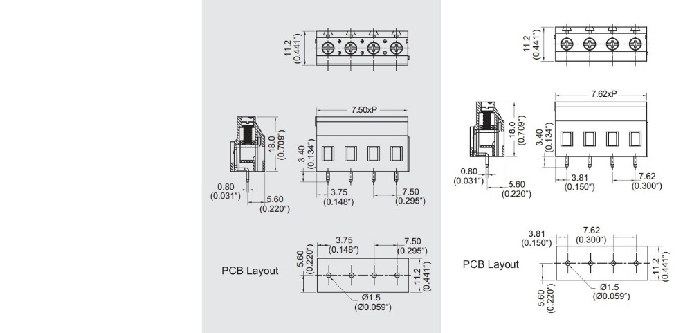 ユーロタイプの端子台、 mb422-500ma/508ma/750ma/762ma、 5.0/5.08/7.62/7.50ピッチプリント基板用端子台仕入れ・メーカー・工場