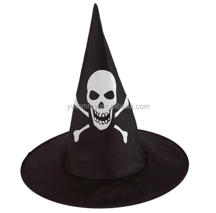黒頭蓋骨のプリントデザインハロウィーン魔女の帽子仕入れ・メーカー・工場