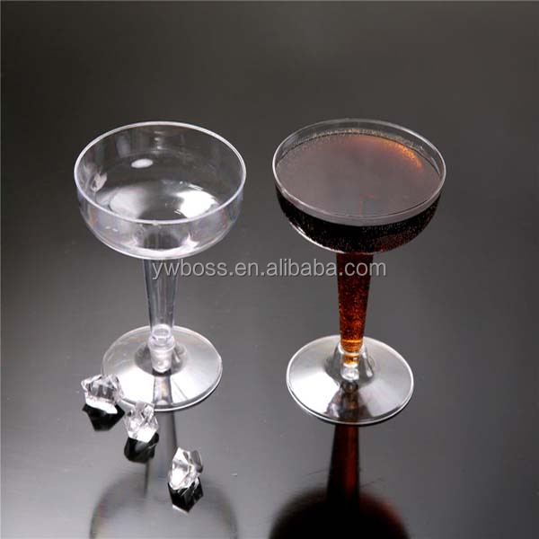 Transparent clear and colored disposable plastic champagne glass biodegradable