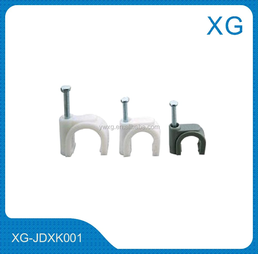 Plastic Round Coaxial Cable Clips/wire Holding Clips With Steel Nail/wall Cable Clips Buy