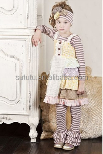 ロングスリーブマッチングフリルパンツ2個セットの女の子オーガニックブティックキッズ服を設定する動物卸売子供ブティックの衣類仕入れ・メーカー・工場