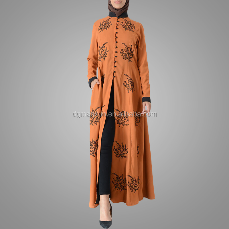 Latest embroidered muslim front open abaya islamic clothing for women turkish cardigan (1).jpg