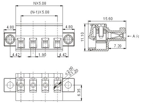 高品質なプリント基板端子台コネクタフランジ付5.0mm/5.08mm300vピッチ、 15axs2esda仕入れ・メーカー・工場