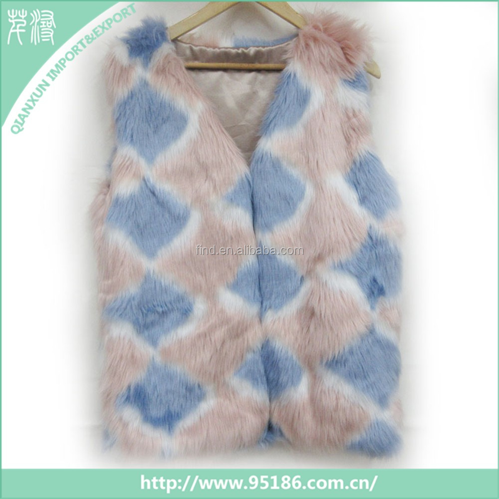 SC-119907 qianxun暖かい冬ナチュラル女性の短い偽毛皮のチョッキ仕入れ・メーカー・工場